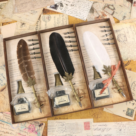 اقلام حبر سائل مع ريشة