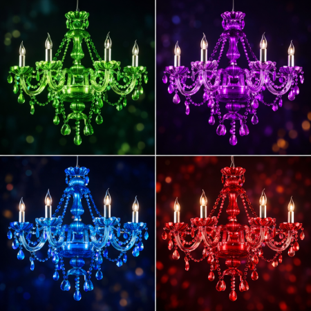 ثريا اضاءة 8 رؤوس كريستال الوان