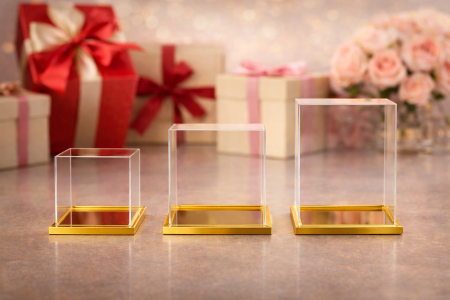 صندوق اكريليك مربع قاعدة مراّة