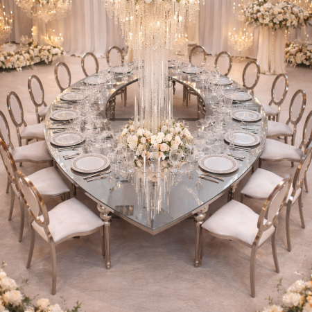 طاولة افراح بيضاوية فضية