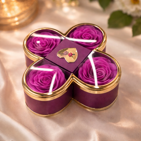 صندوق علبة خاتم مع ورد ابدي