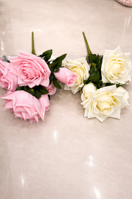 ضمة ورد جوري قماش مضلع كبير جديد