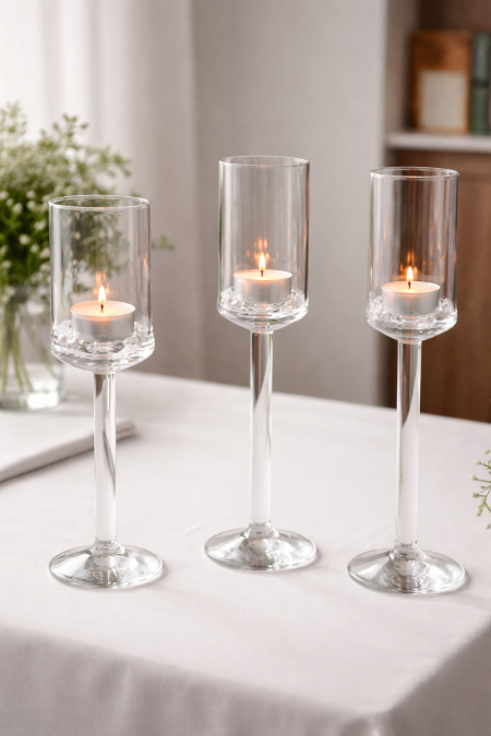 طقم شمعدان زجاج سنتر بيس