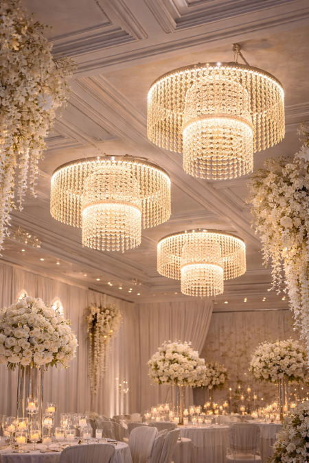 ثريا اضاءة متعددة الطبقات مع كريستال