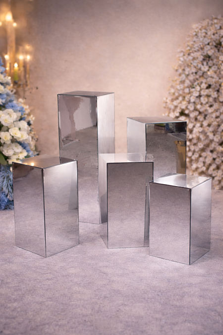 ستاند ضيافة فضي لامع 4 قطع