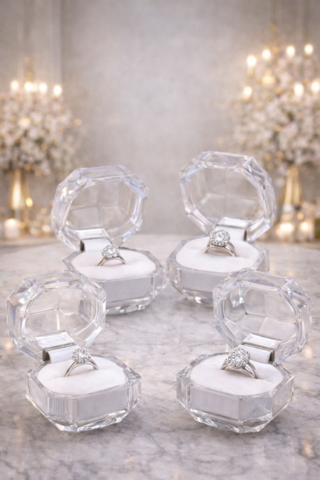 علب خواتم شفاف