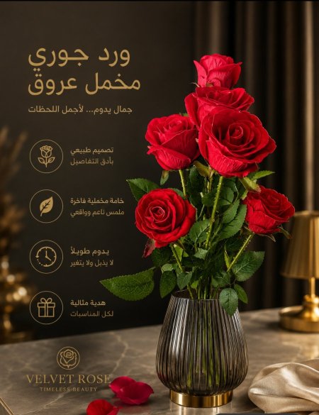 عروق ورد جوري مخمل فاخر