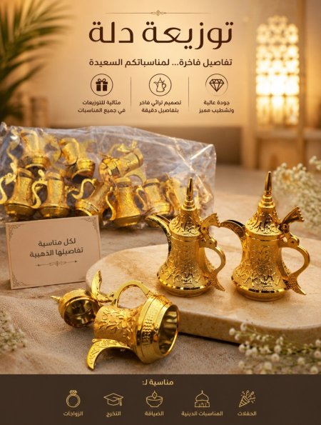 توزيعة دلة ذهبي للمناسبات