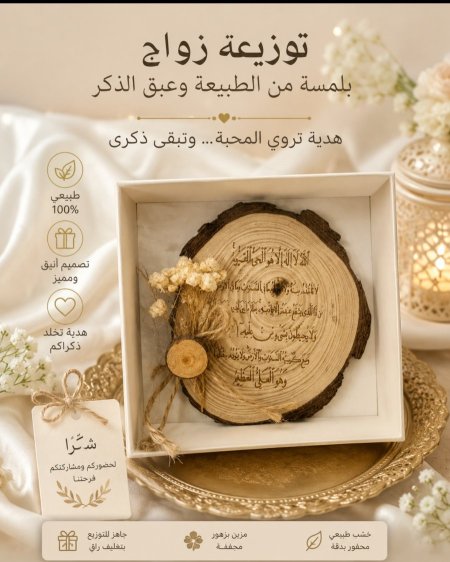 توزيعة جذع خشب طبيعي مع آية الكرسي