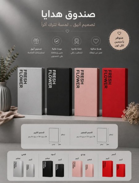 طقم صندوق هدايا كرتون مستطيل FRESH FLOWER