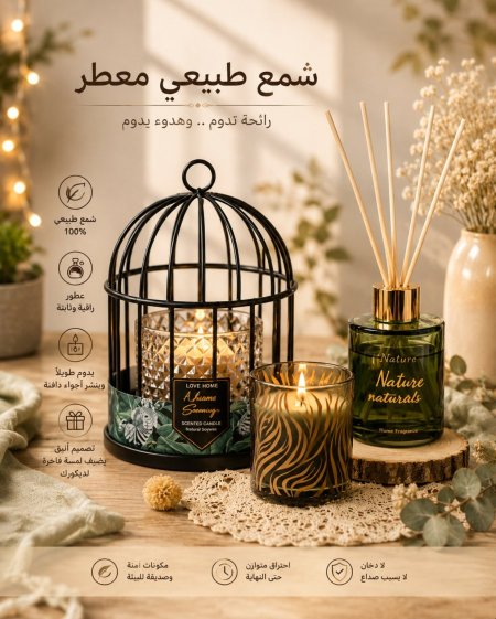 بكيج شمع معطر مع قفص فاخر