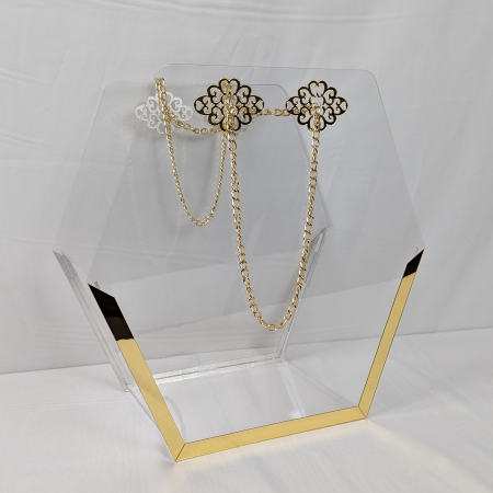 صندوق شنتة اكريليك سداسي مع سلسال